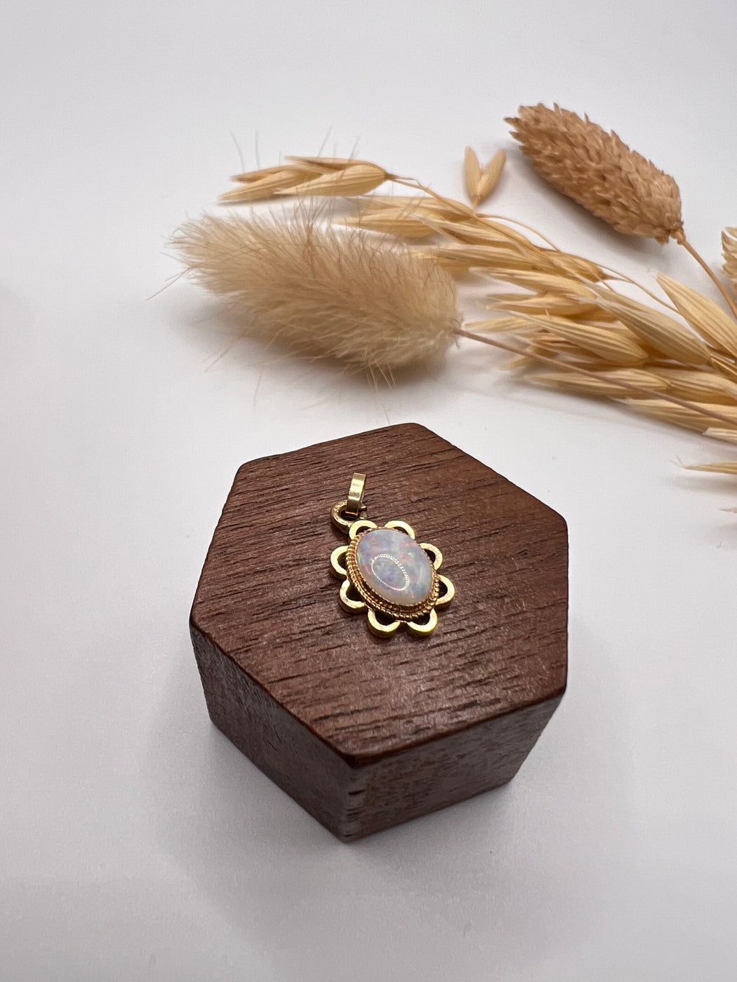 Vintage 9ct Gold 80's Opal Charm Pendant