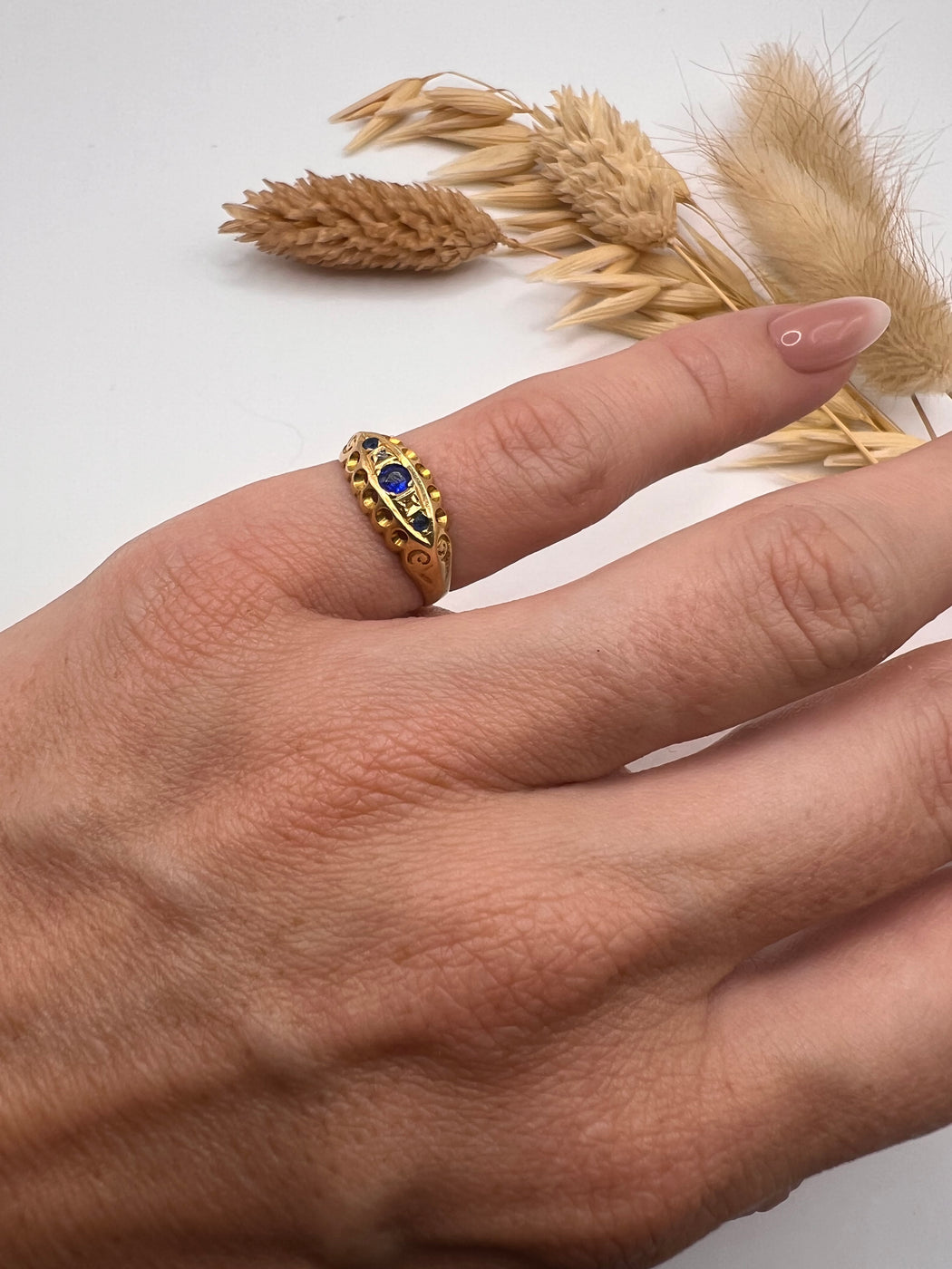 18ct 19th Century Sapphire and Diamond Boat Ring