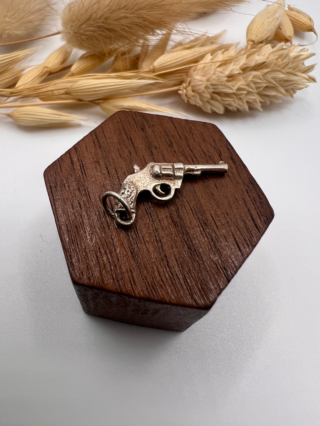 Vintage Silver Western Revolver Gun Charm
