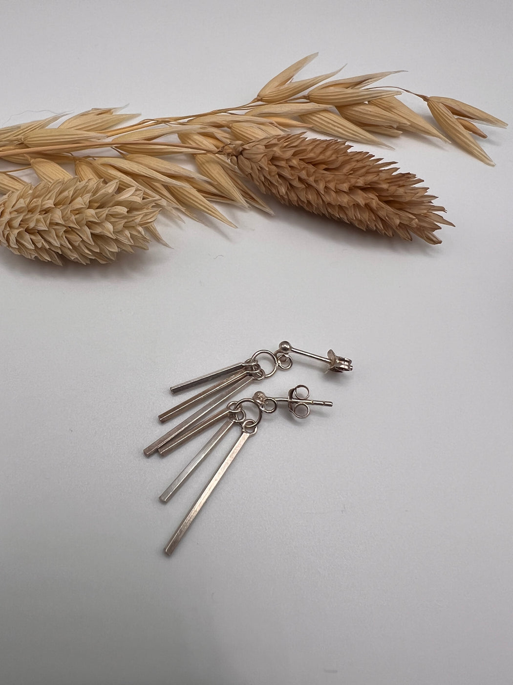Silver Wind Chime Dangle Stud Earrings