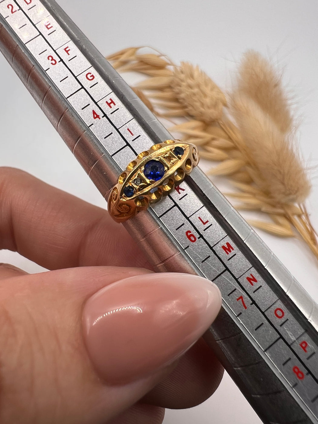 18ct 19th Century Sapphire and Diamond Boat Ring