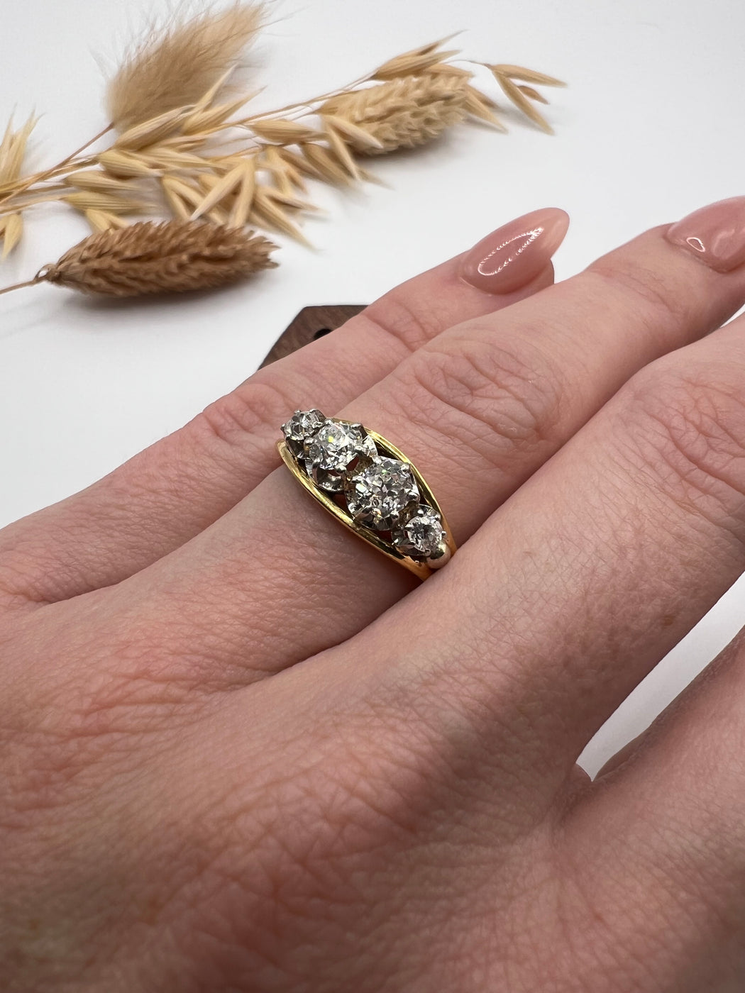 18ct Four Stone Old Mine Cut Diamond Ring