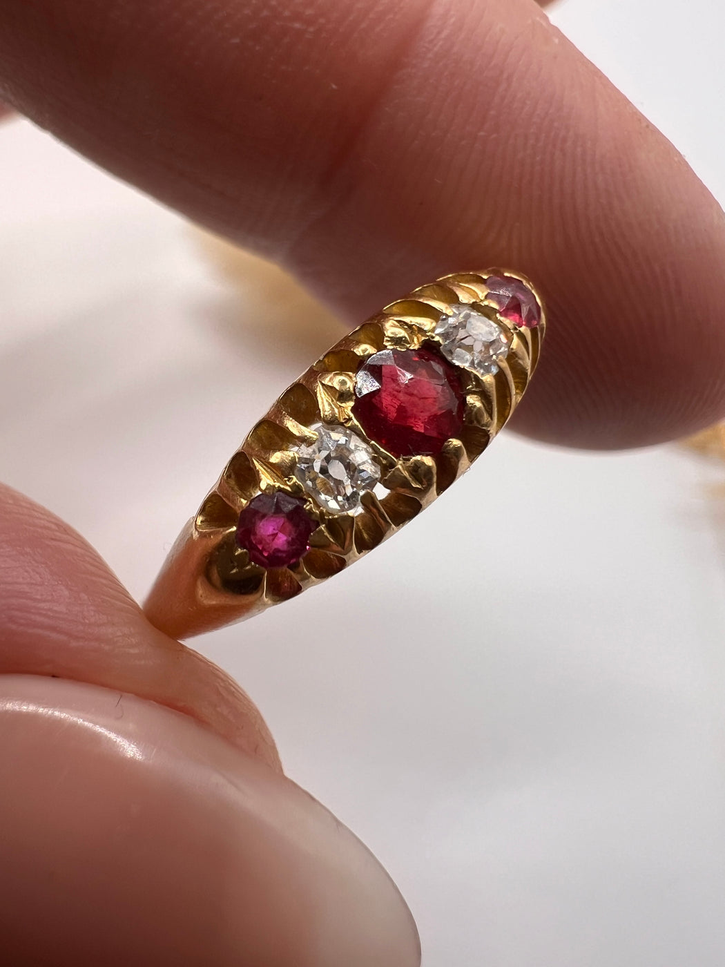 18ct Victorian Ruby and Old Cut Diamond Ring