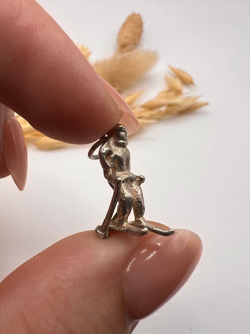 Vintage Silver Skier Charm