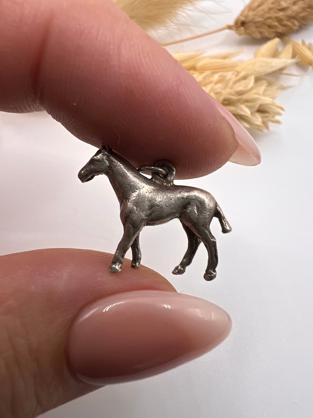 Vintage Standing Horse Silver Charm