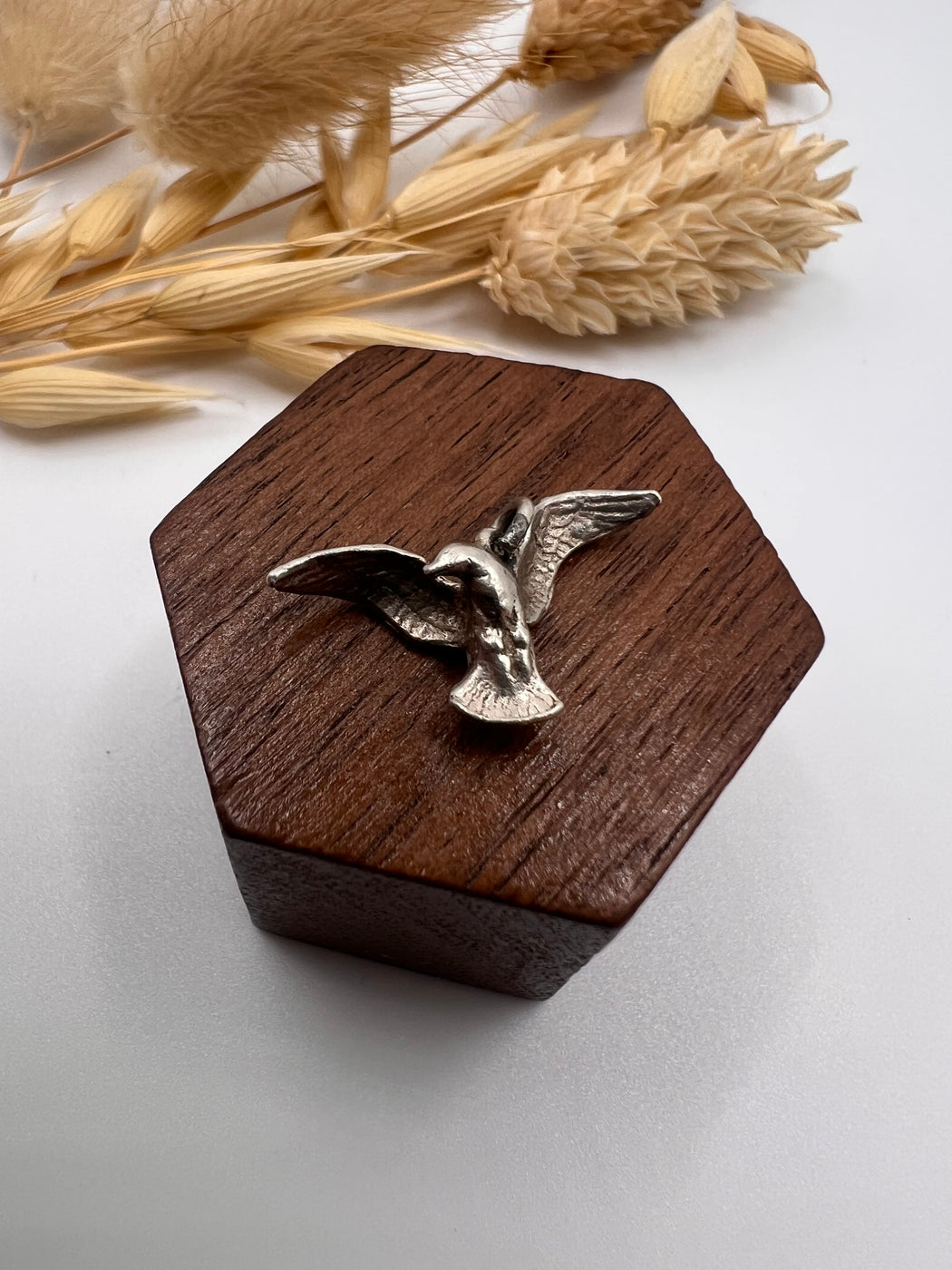 Vintage Silver Peace Dove Bird Charm