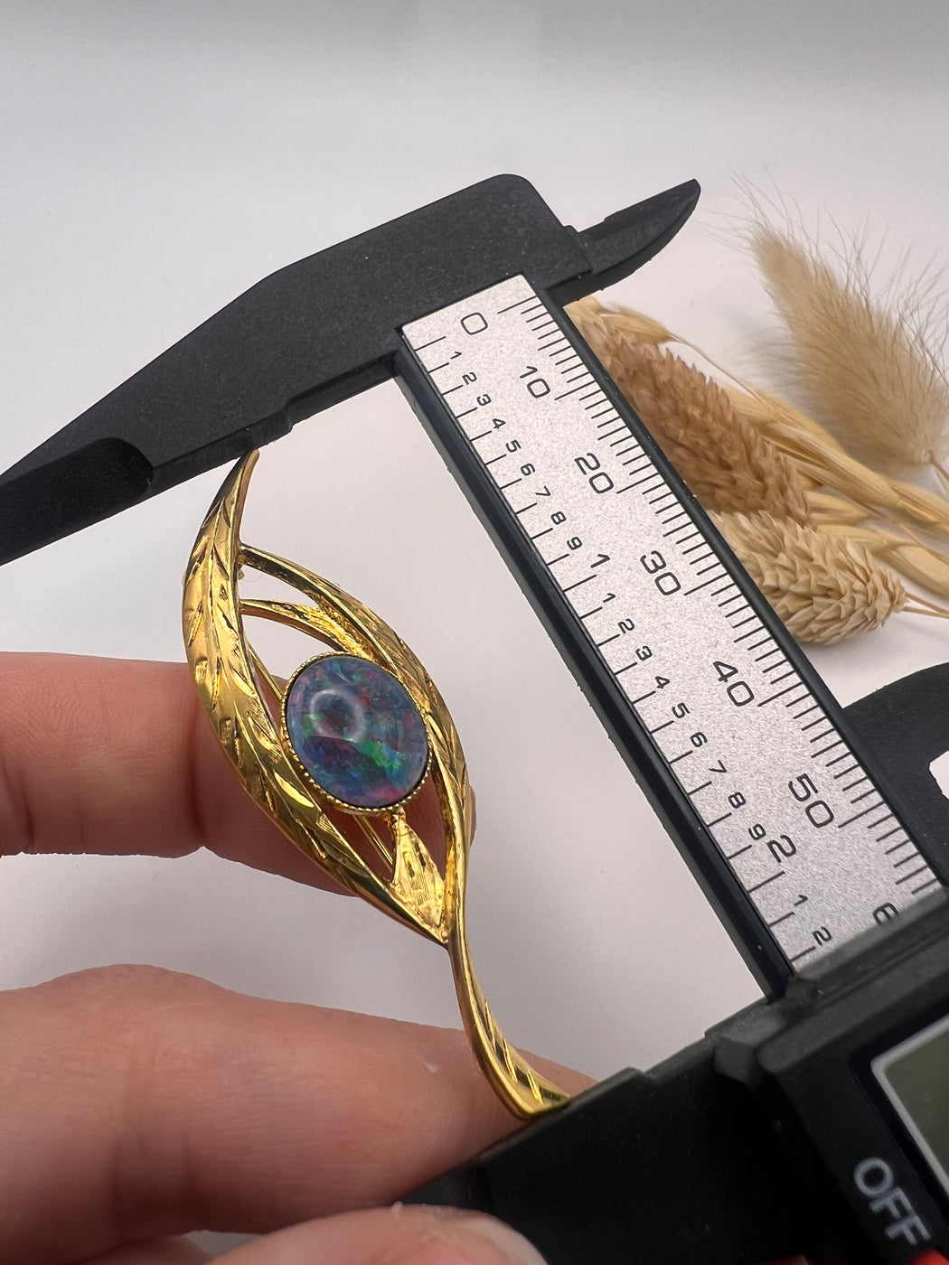 24ct Gold Plated Stirling Silver Australian Opal Brooch Pendant