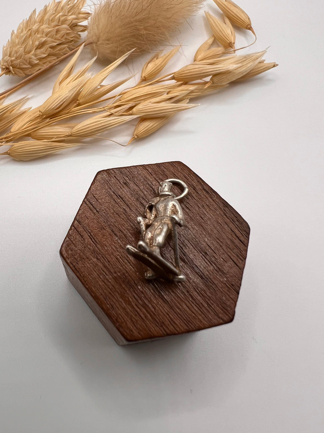 Vintage Silver Skier Charm