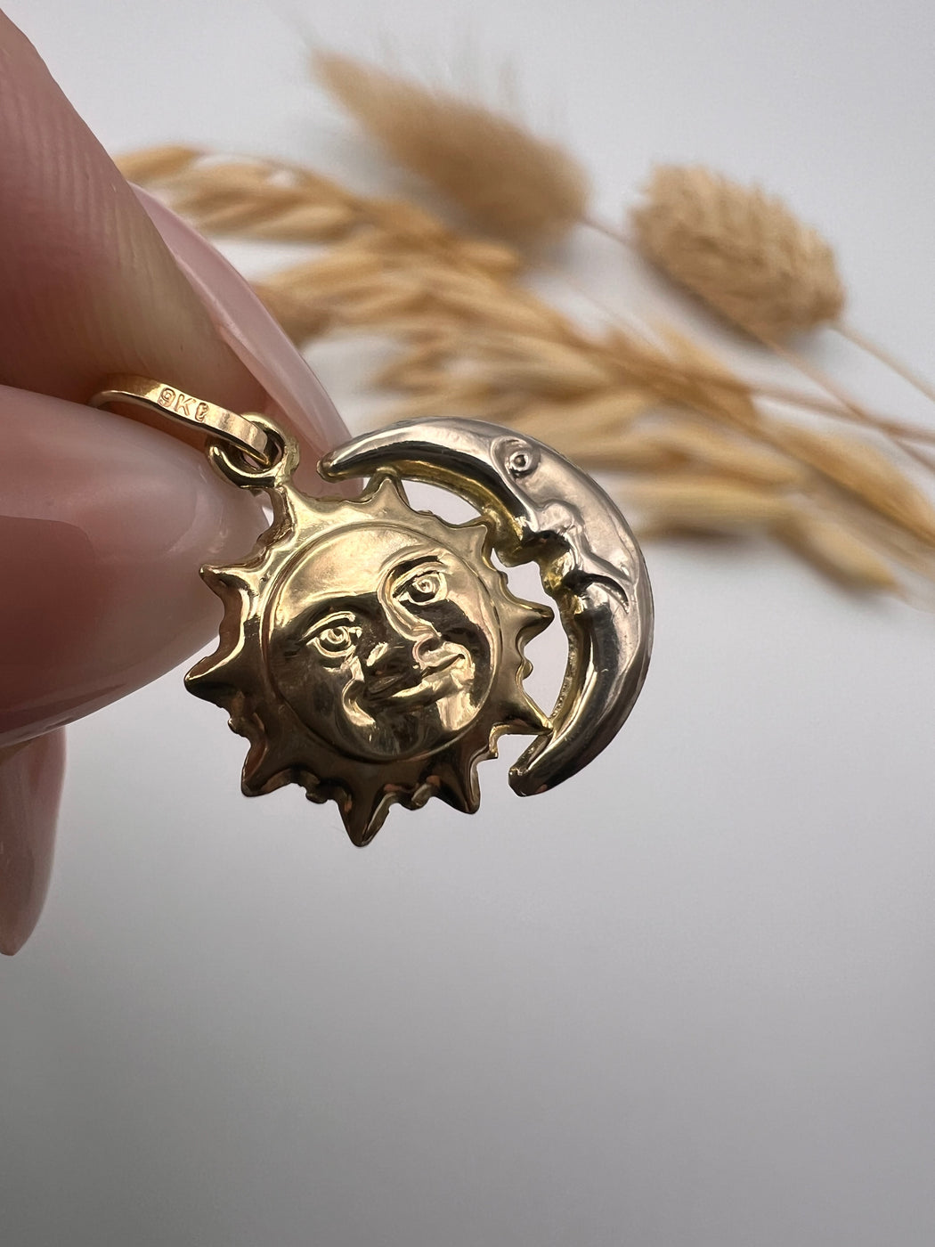 9ct Gold Two Tone Sun And Moon Charm
