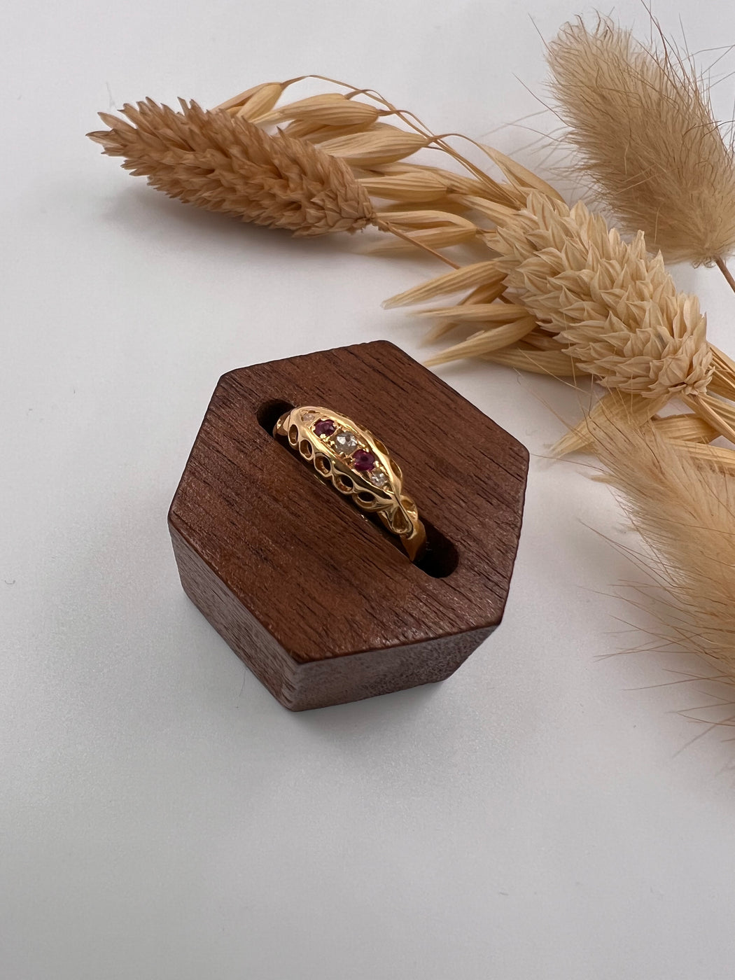Antique 18ct Ruby And Diamond Boat Ring