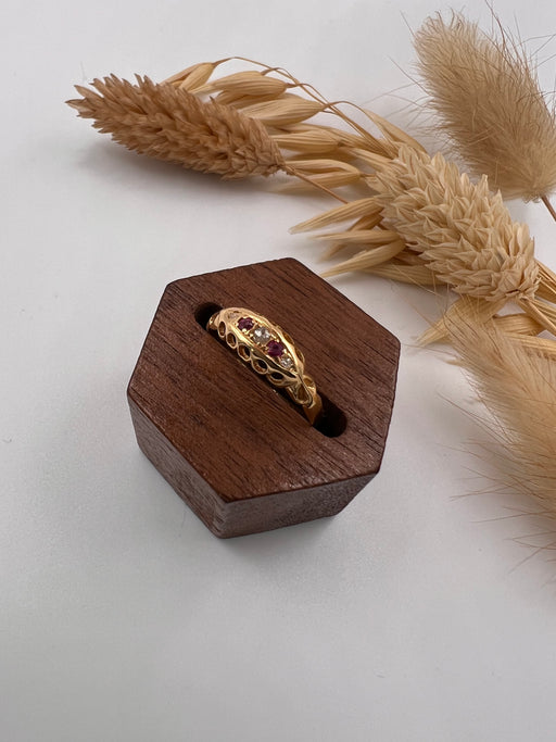 Antique 18ct Ruby And Diamond Boat Ring