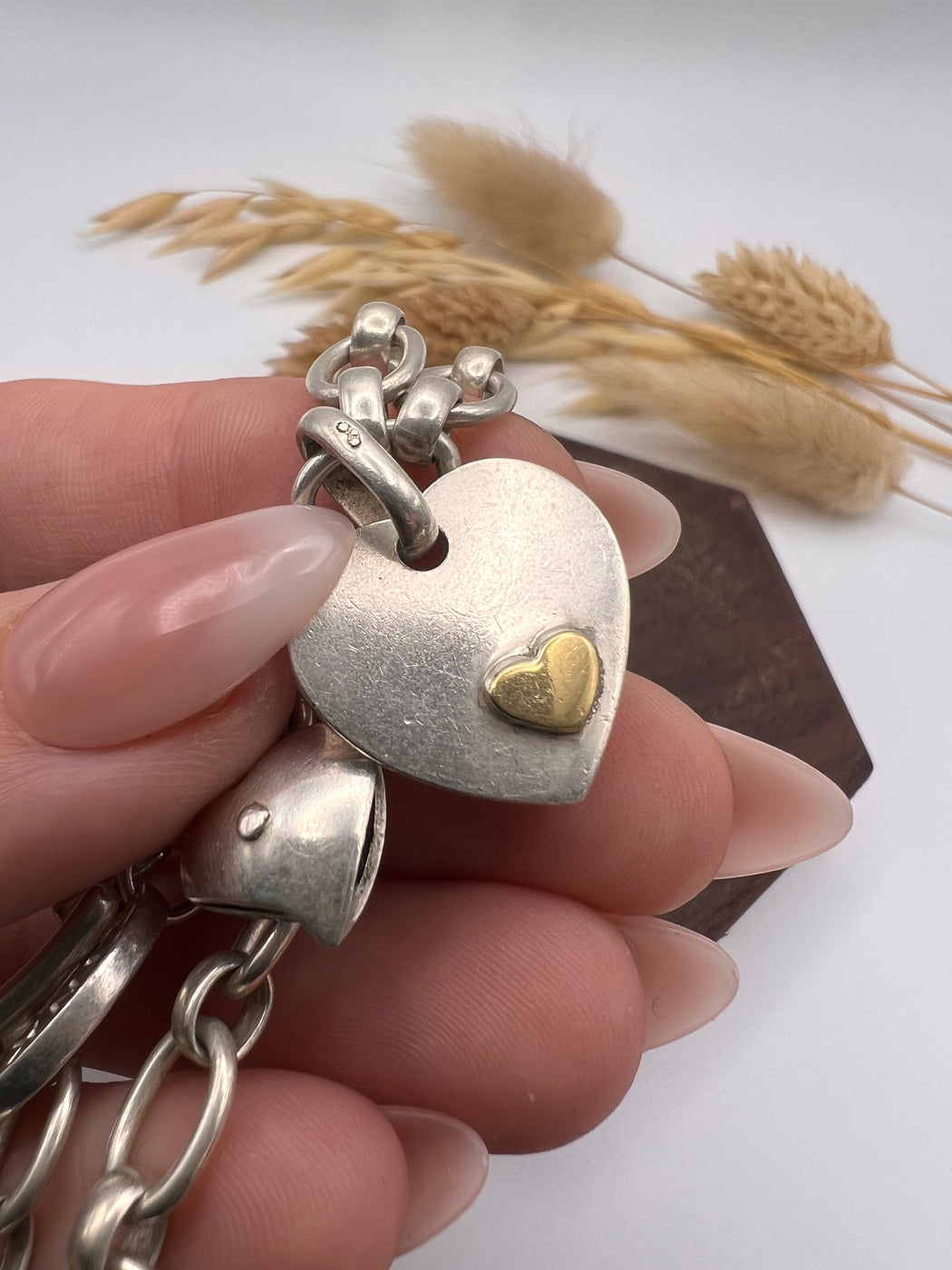 Vintage 2005 Links of London Sterling Silver Heart Charm Bracelet