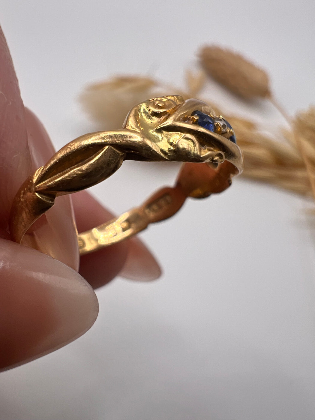 20th Century Sapphire and Diamond Boat Style Ring