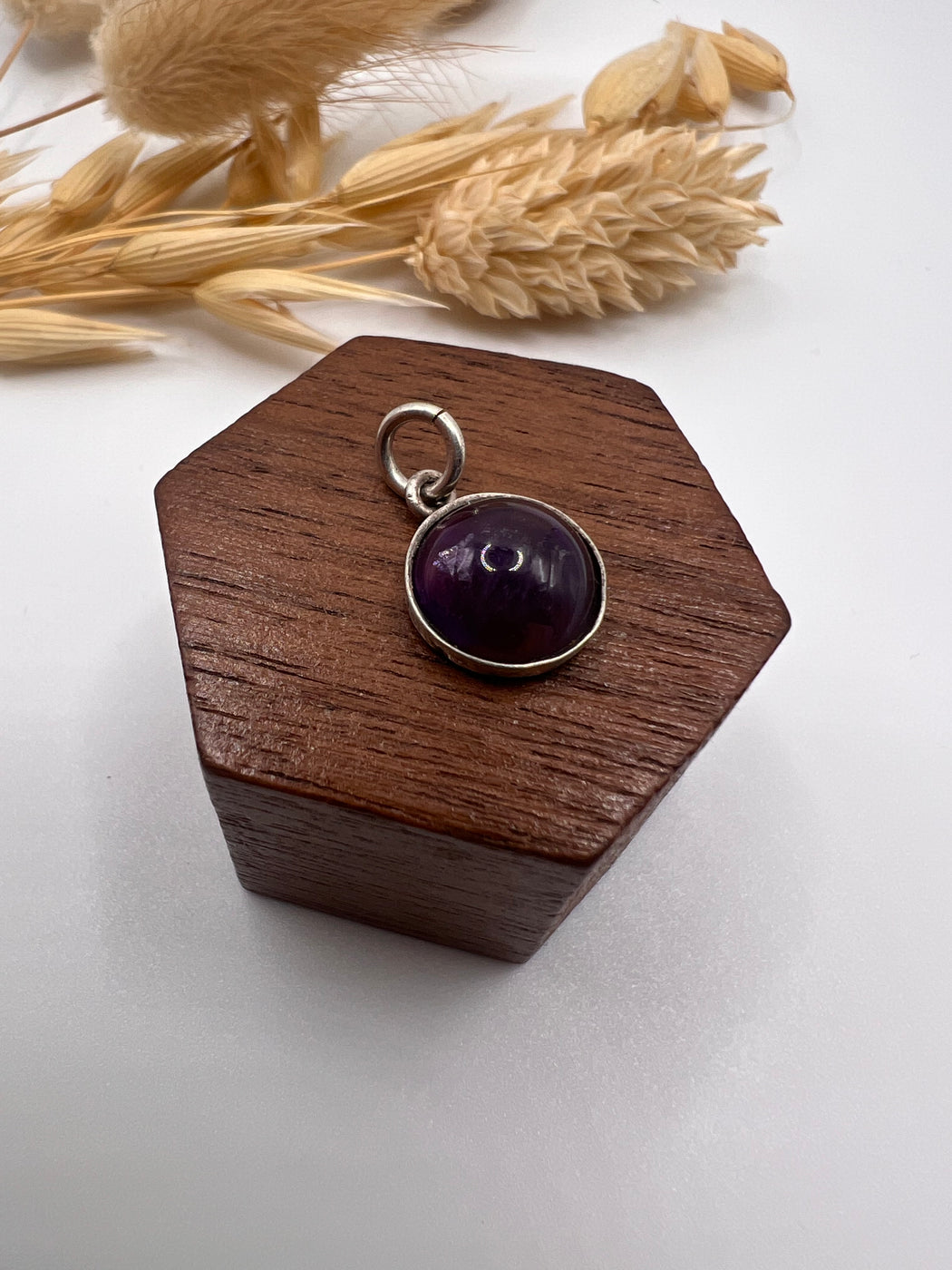Silver Mount Purple Cabochon Stone Pendant