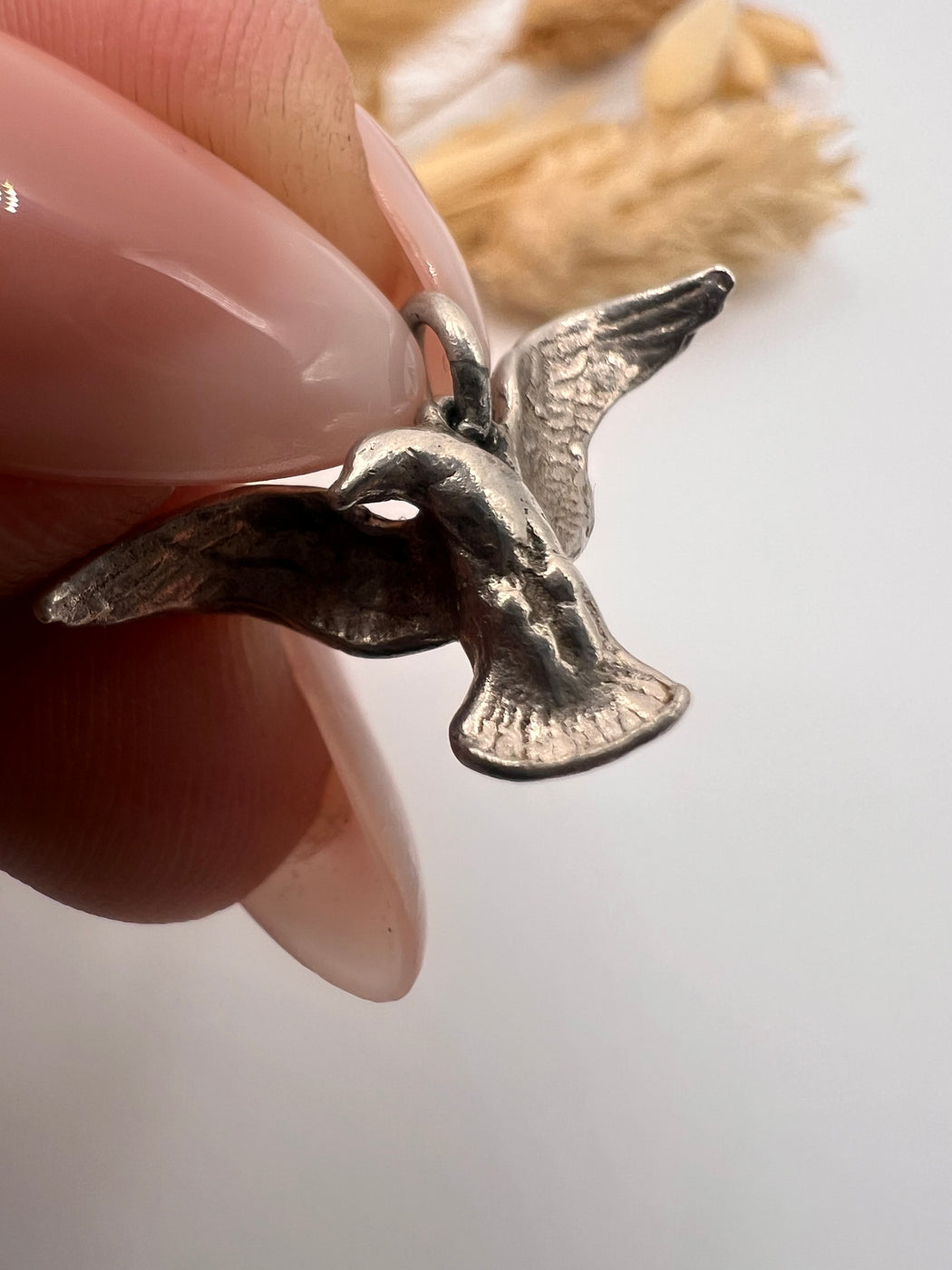 Vintage Silver Peace Dove Bird Charm