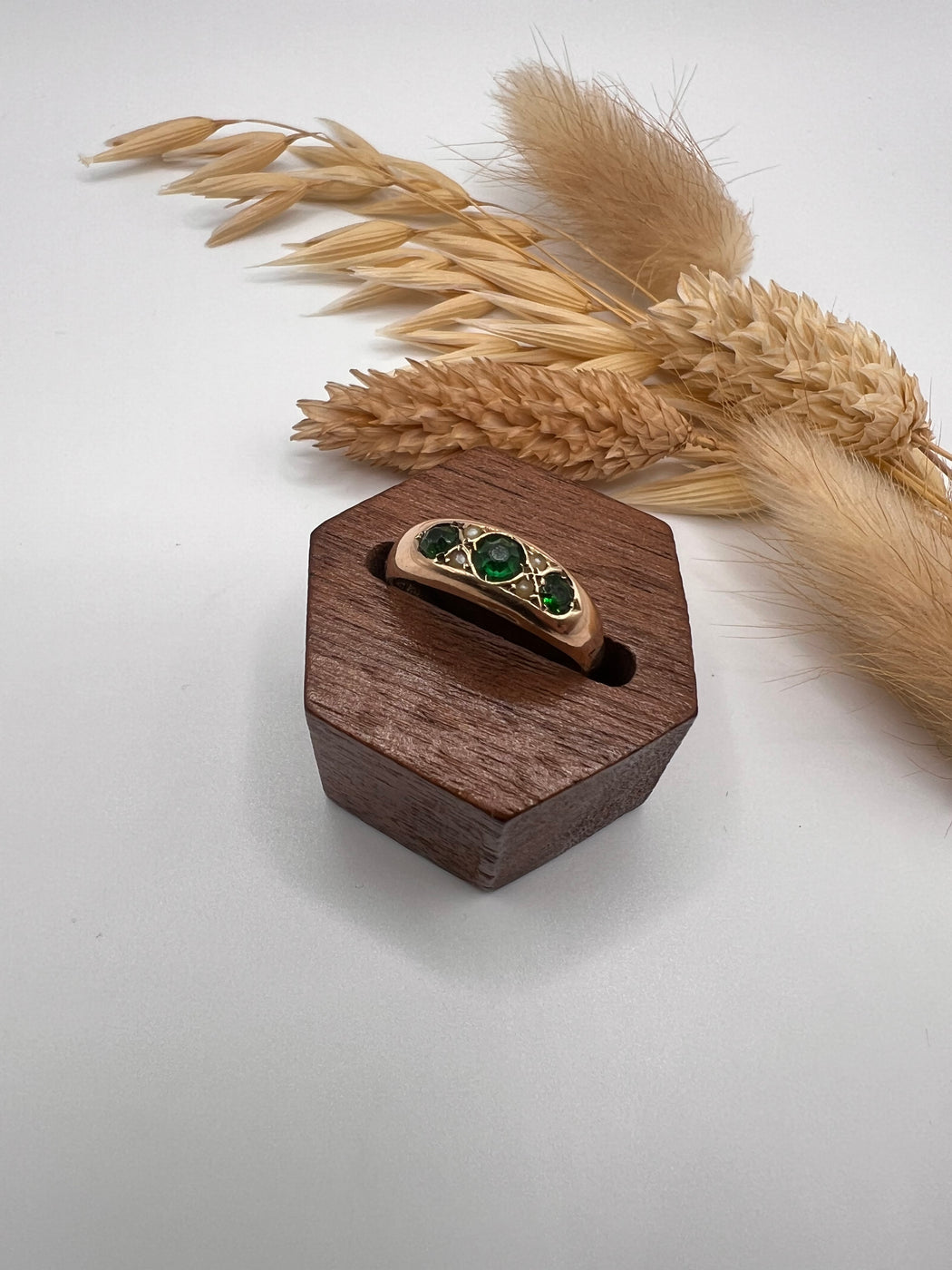 Emerald And Split Pearl Gold Ring
