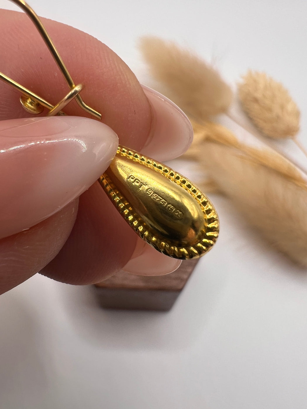 Late Victorian Etruscan Revival Teardrop Earrings