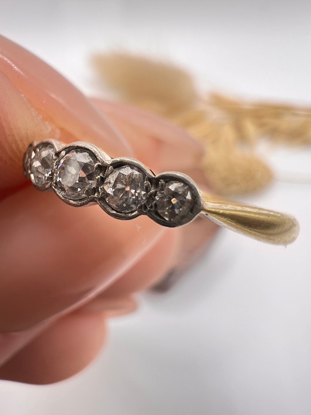 18ct Fine Platinum Old Cut Art Deco Ring