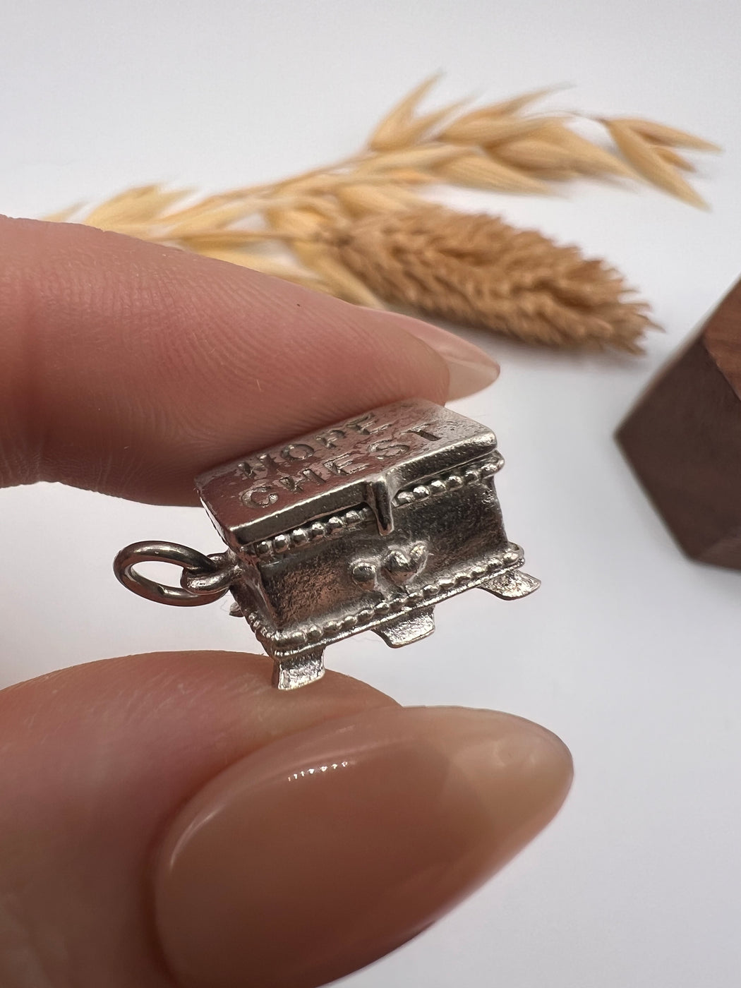 Vintage Silver Articulated Hope Chest Charm