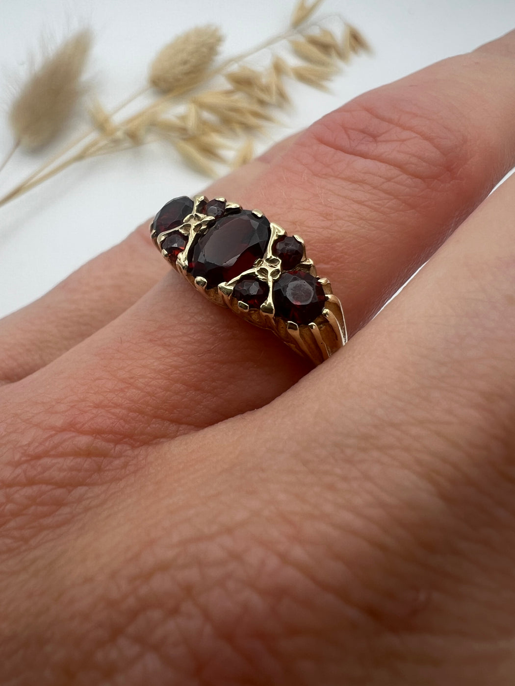 9ct Gold Multi Garnet Ring Size M