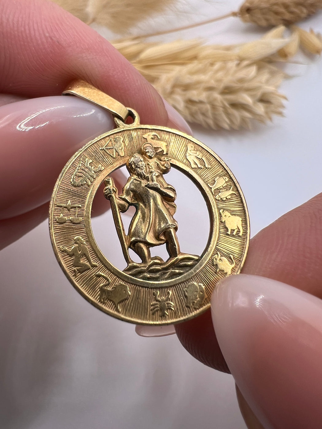 Gold Plated St Christopher Zodiac Sign Charm