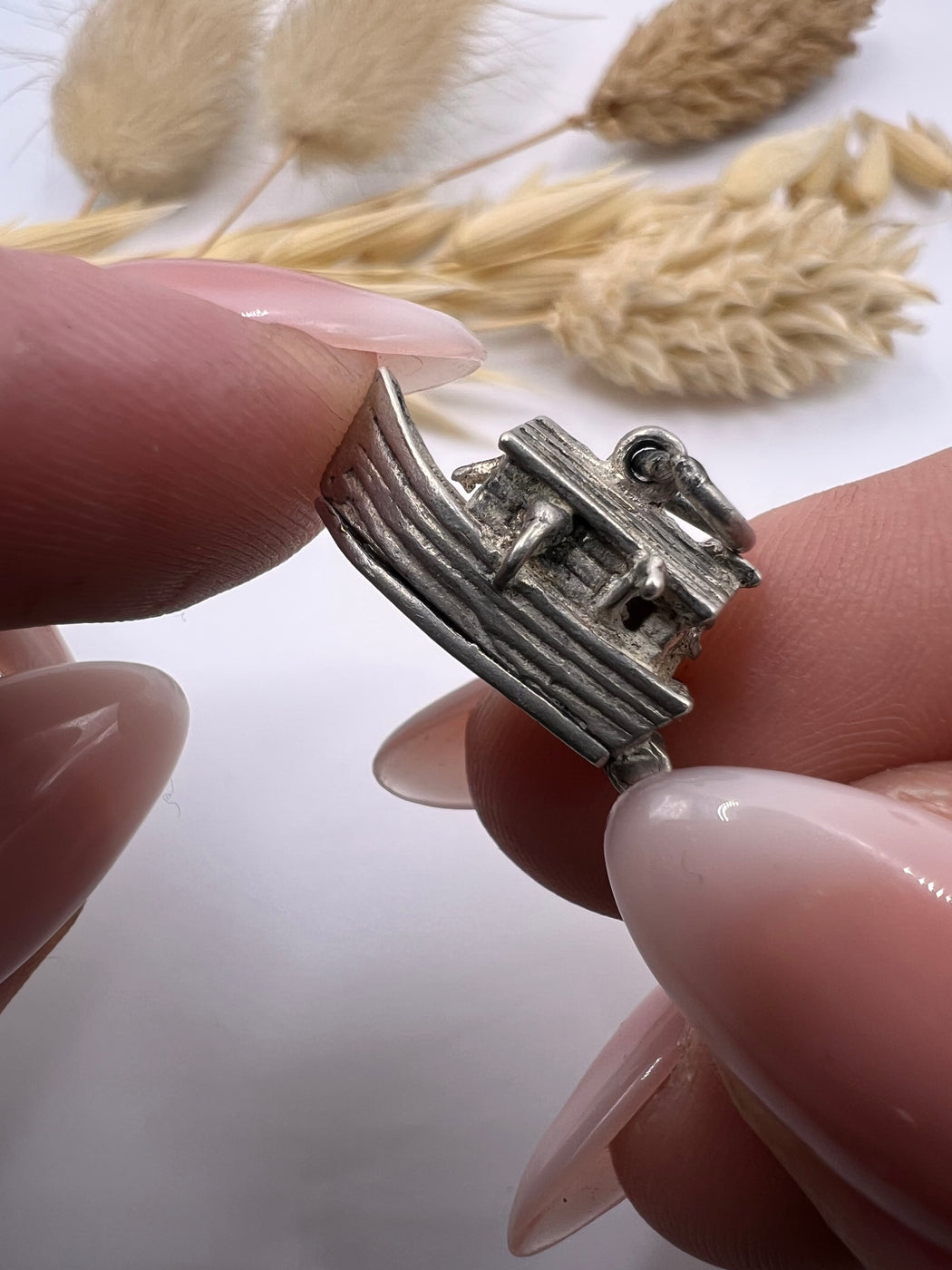 Vintage Silver Articulated Noahs Ark Charm