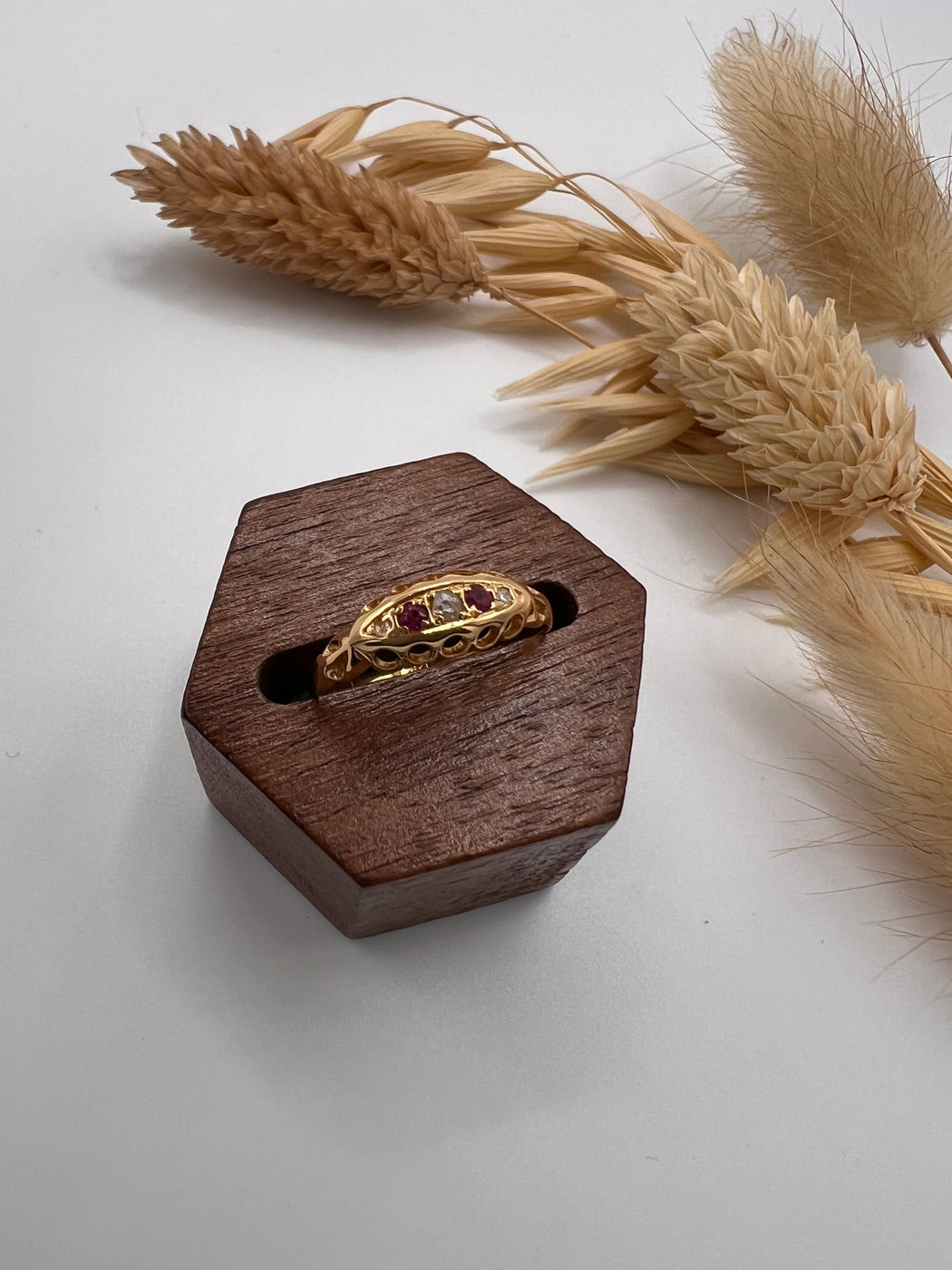 Antique 18ct Ruby And Diamond Boat Ring