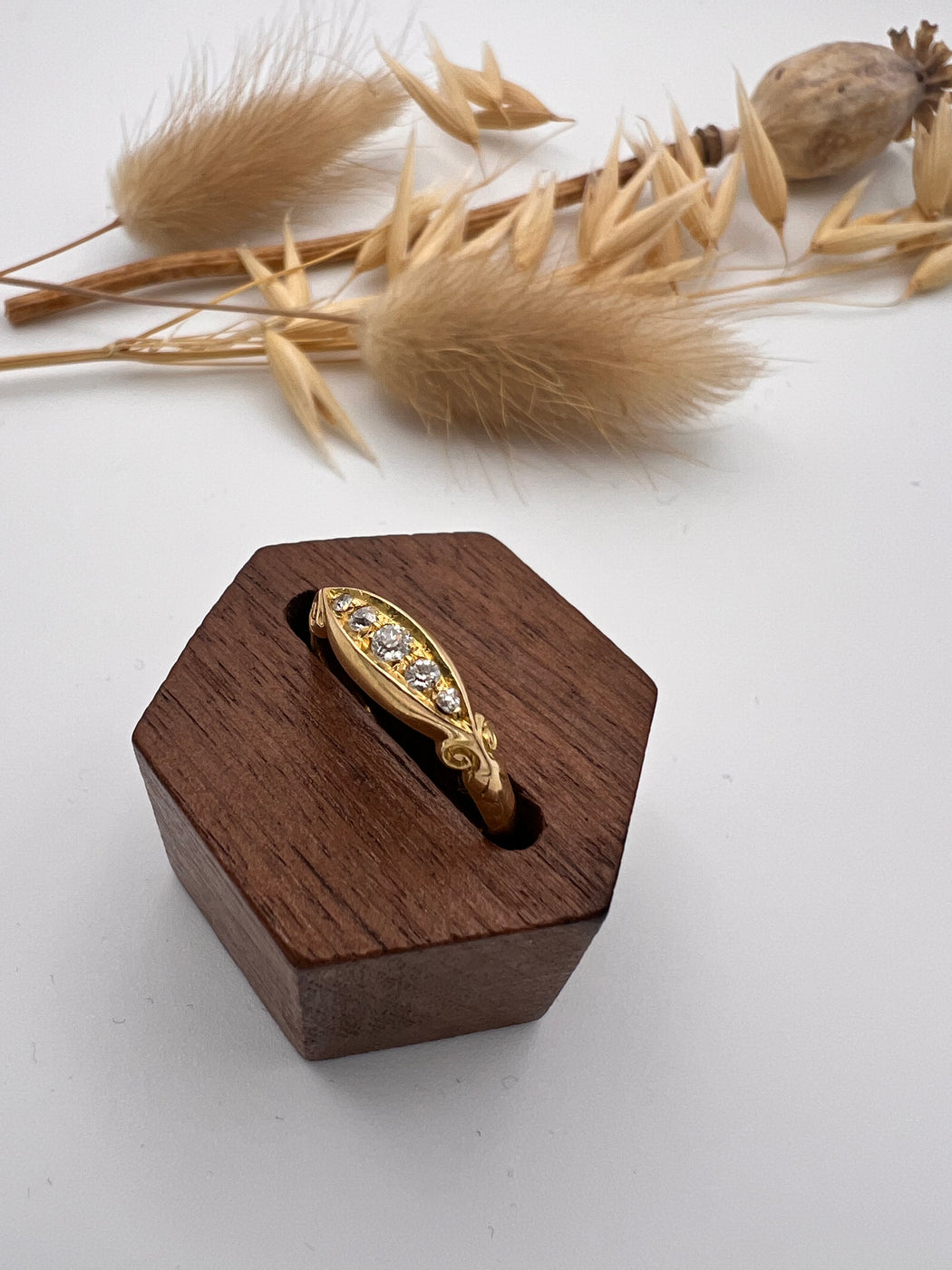 18ct Old Cut Diamond Boat Style Ring