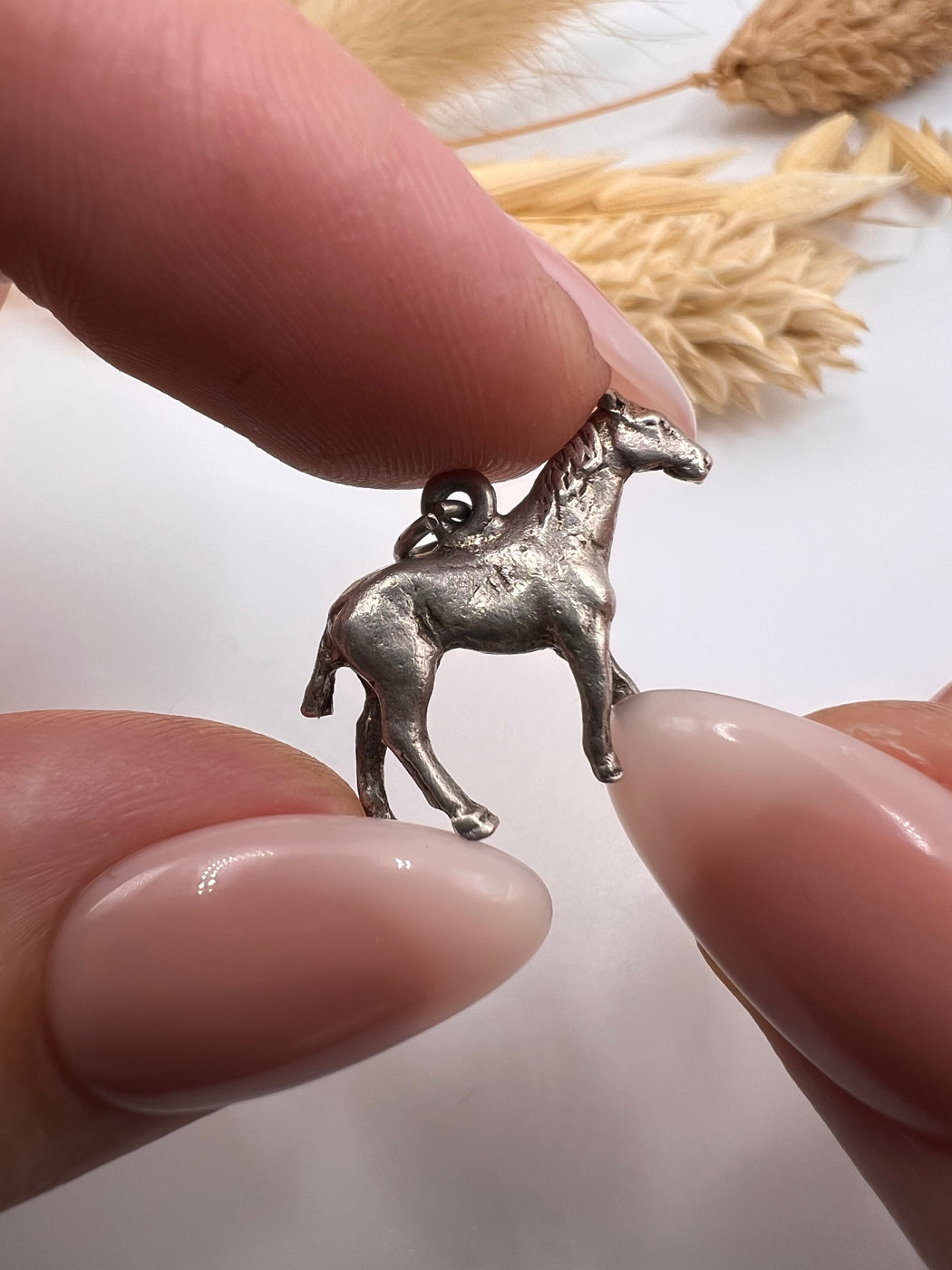 Vintage Standing Horse Silver Charm