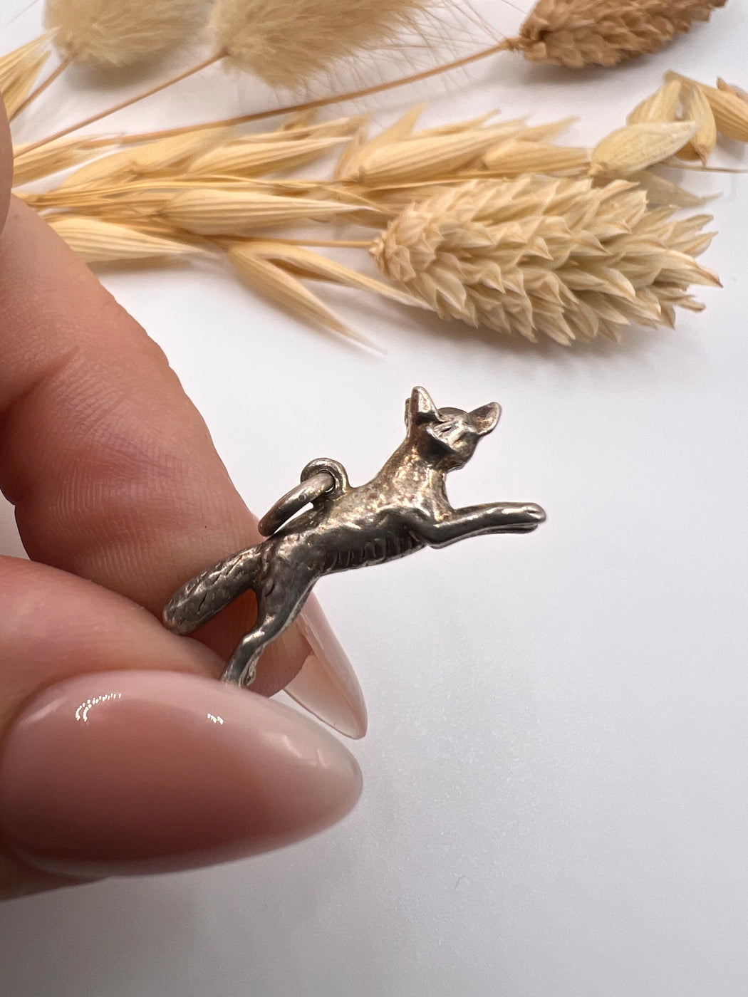 Vintage Silver Leaping Fox Charm