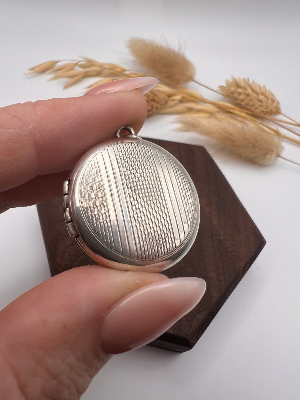 Vintage Engine Turned Silver Locket