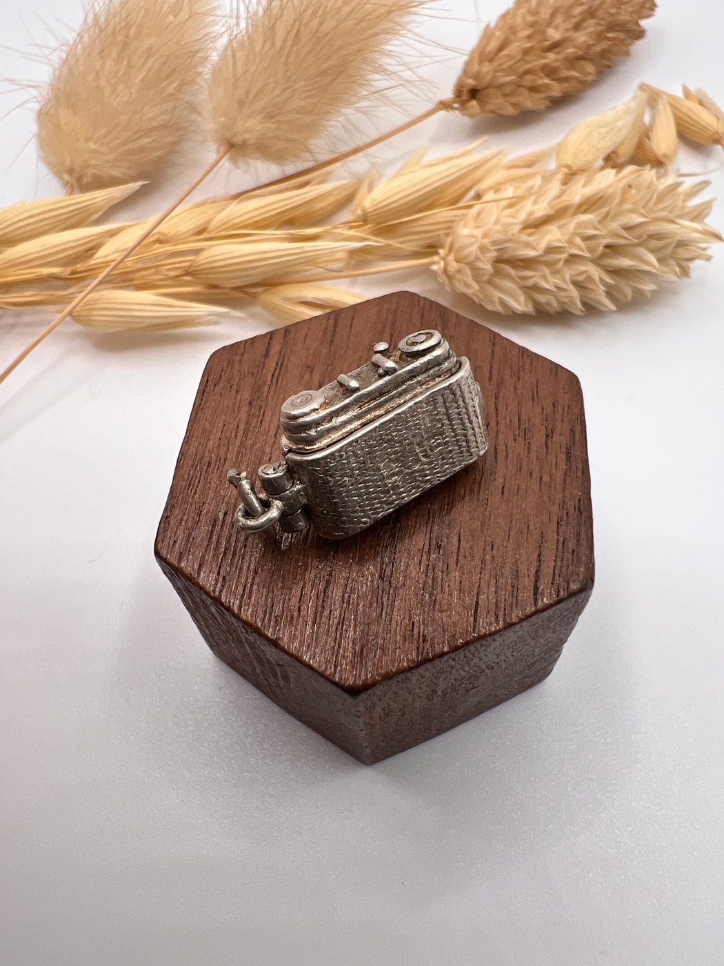 Vintage Silver Articulated Bird In Camera Charm
