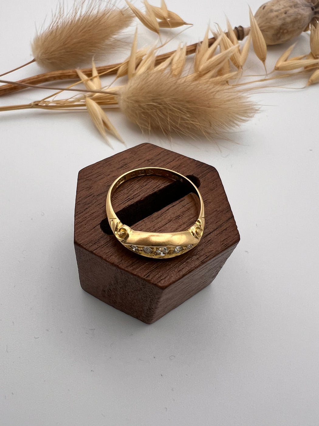 18ct Old Cut Diamond Boat Style Ring