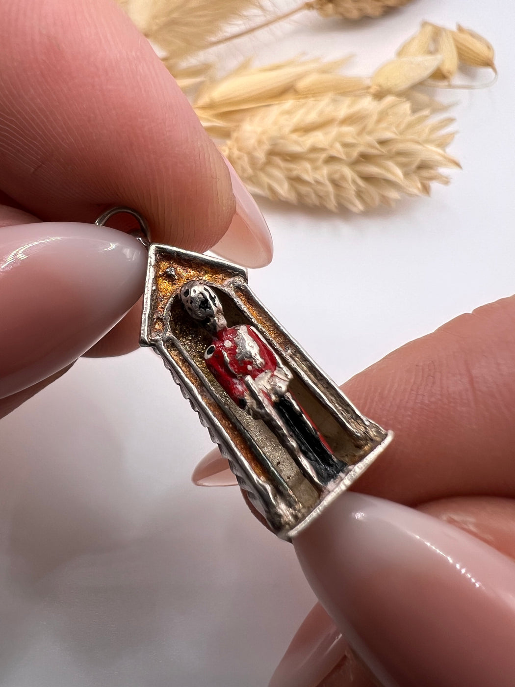 Vintage Silver Enamelled Kings Guard Charm