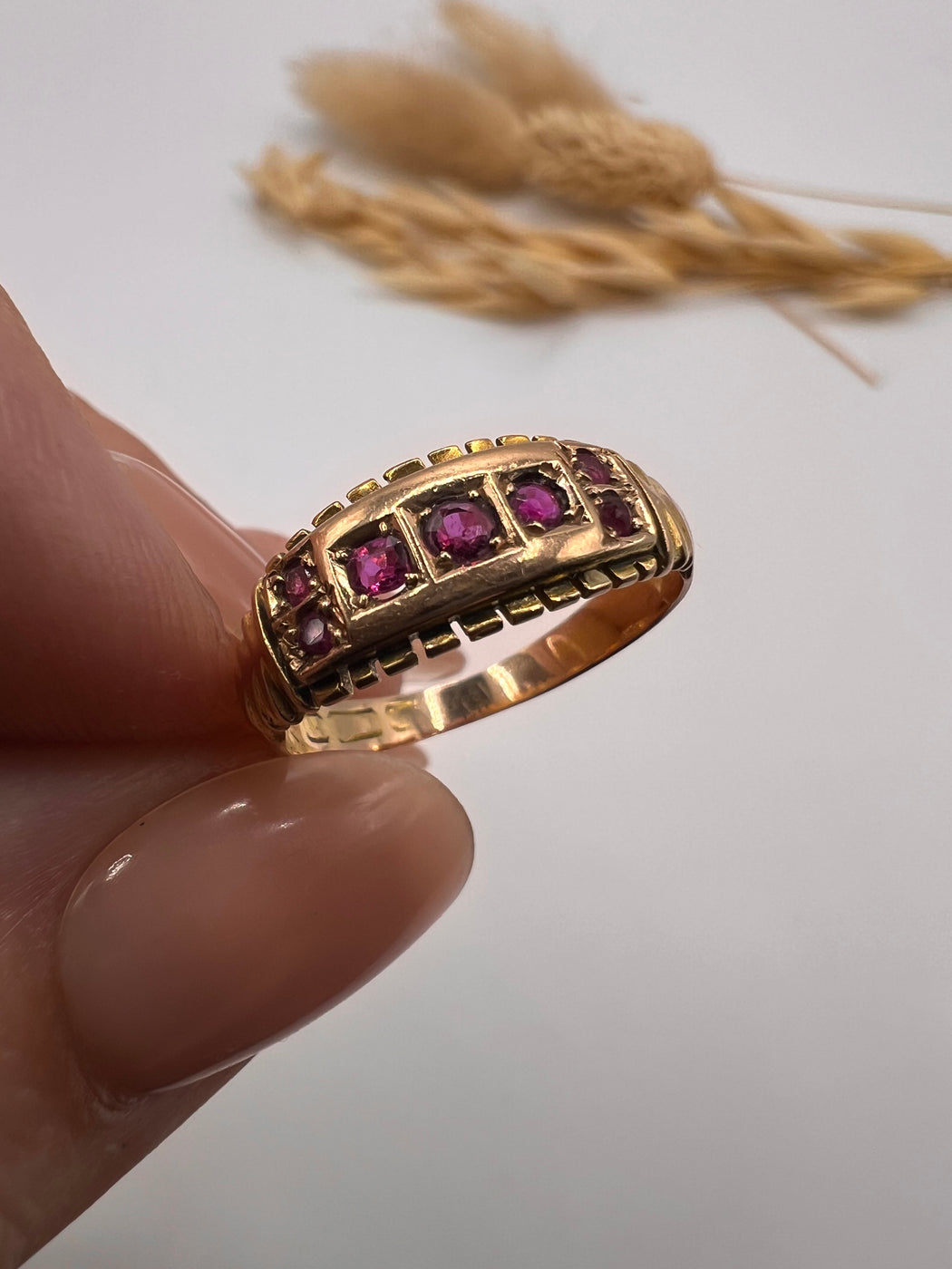 15ct Antique Square Set Ruby Ring