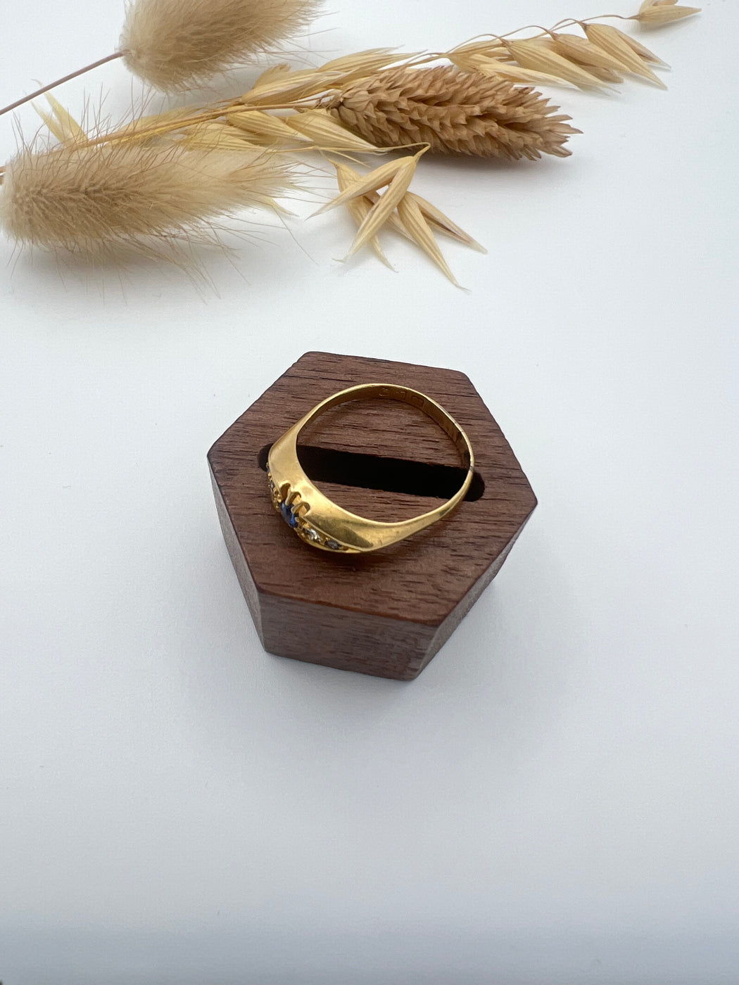 18ct Gold Sapphire and Old Cut Diamond Ring