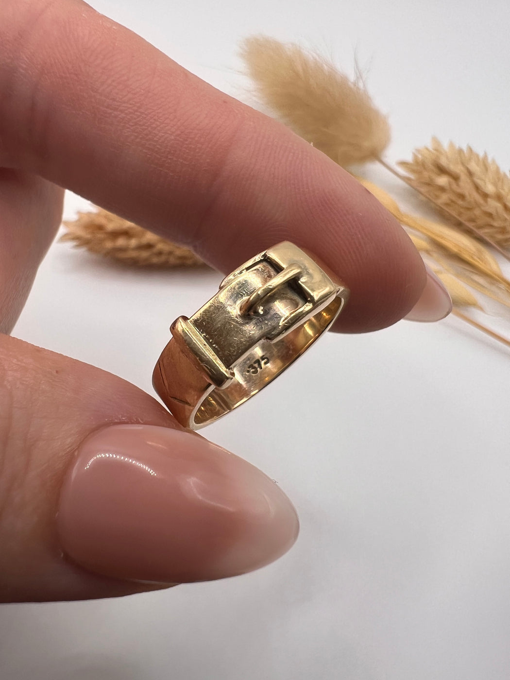 Chunky 9ct Yellow Gold Buckle Ring
