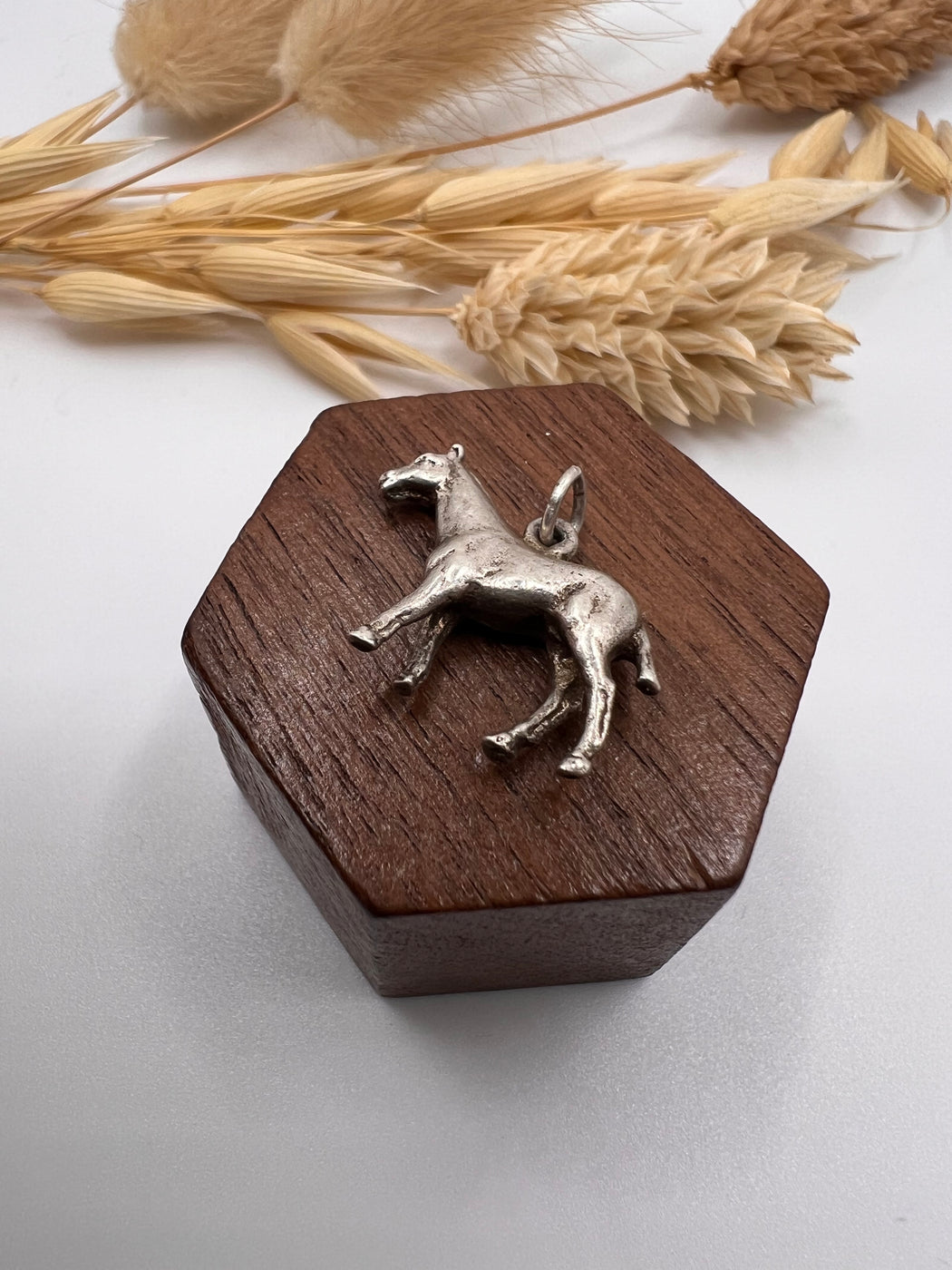 Vintage Standing Horse Silver Charm