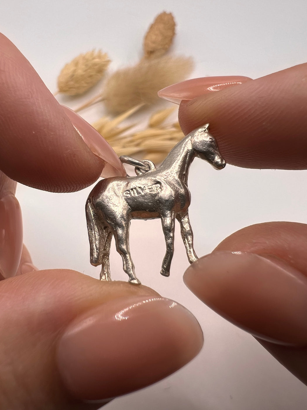 Vintage Large Silver Standing Horse Charm