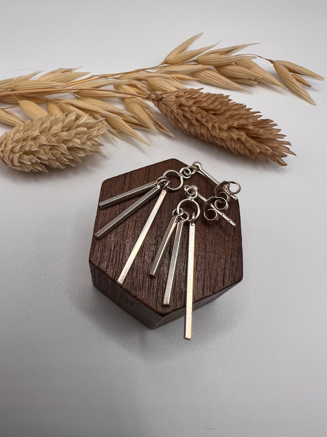 Silver Wind Chime Dangle Stud Earrings