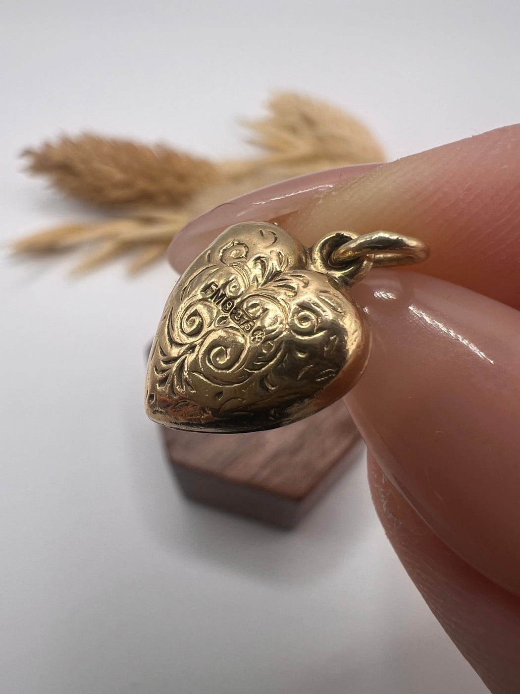 Vintage 9ct Puffy Heart Charm 1965