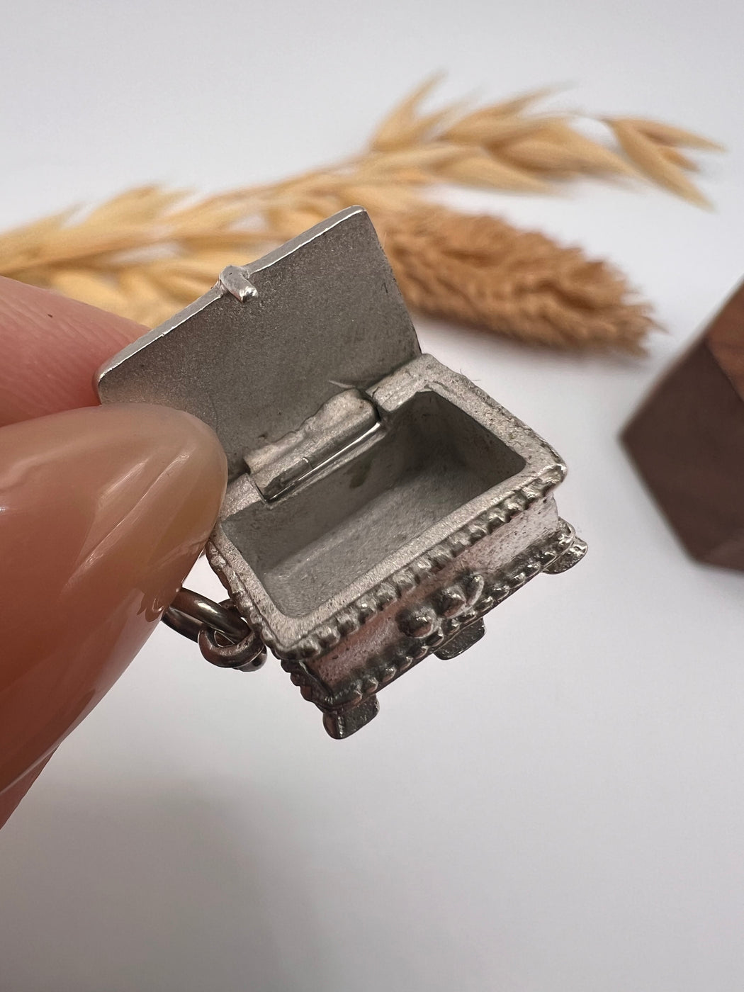 Vintage Silver Articulated Hope Chest Charm