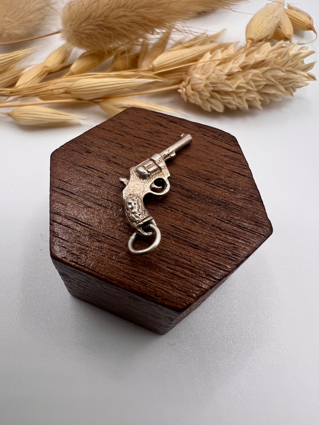 Vintage Silver Western Revolver Gun Charm