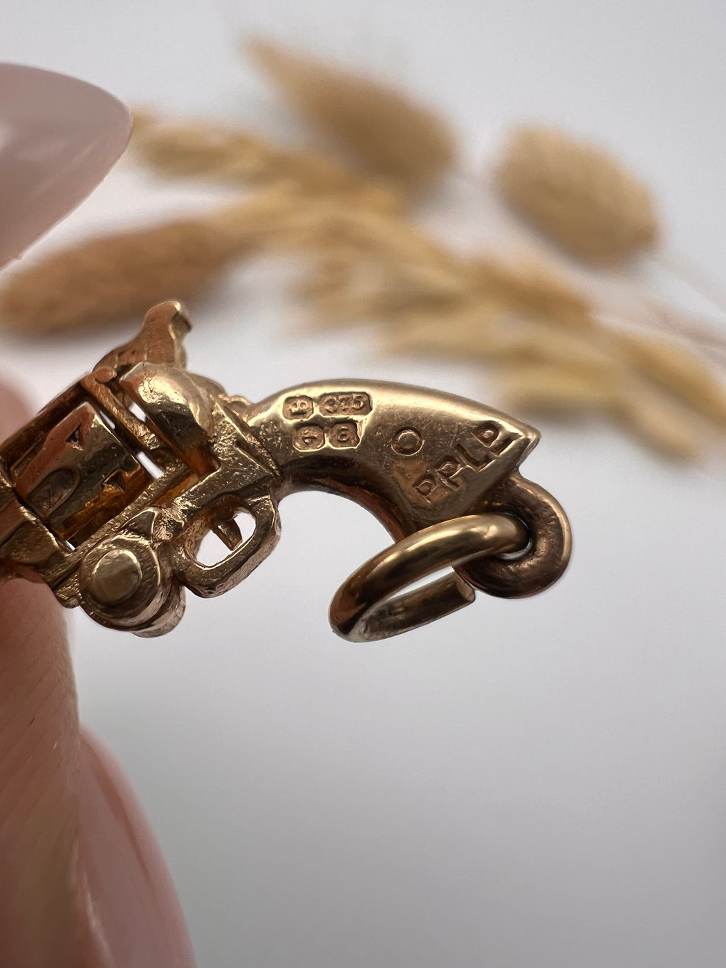 Vintage Articulated Gold Western Revolver Charm
