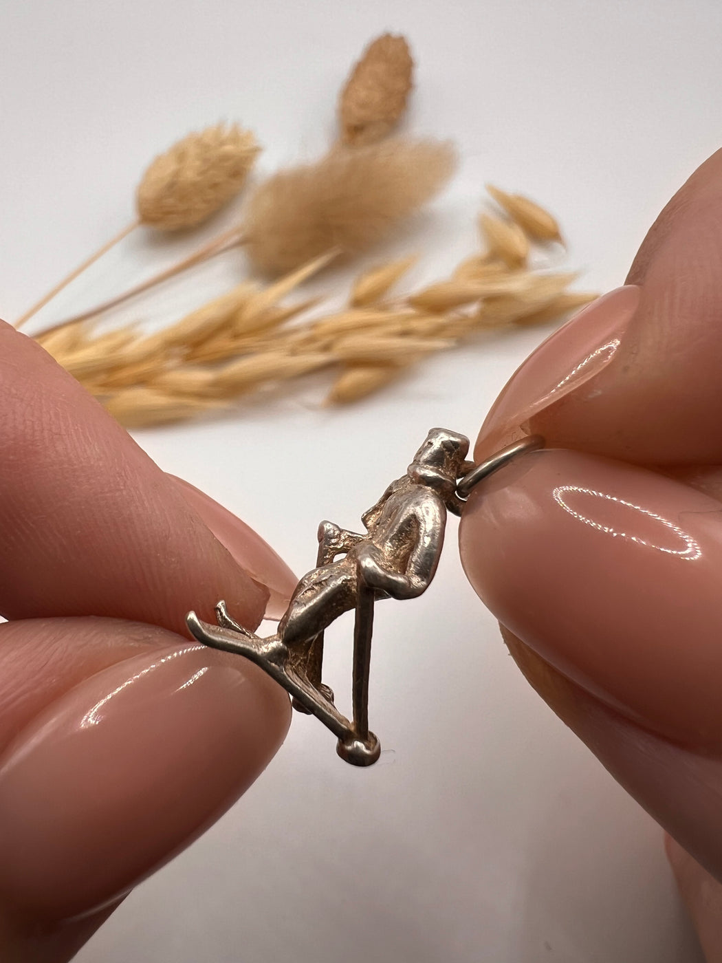 Vintage Silver Skier Charm