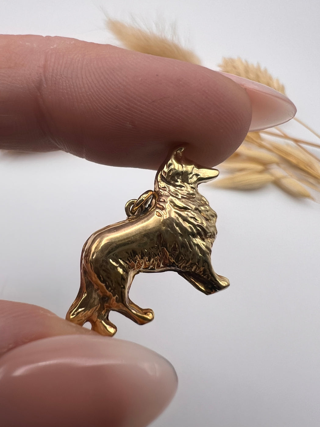 Vintage Gold Lassie Dog Charm