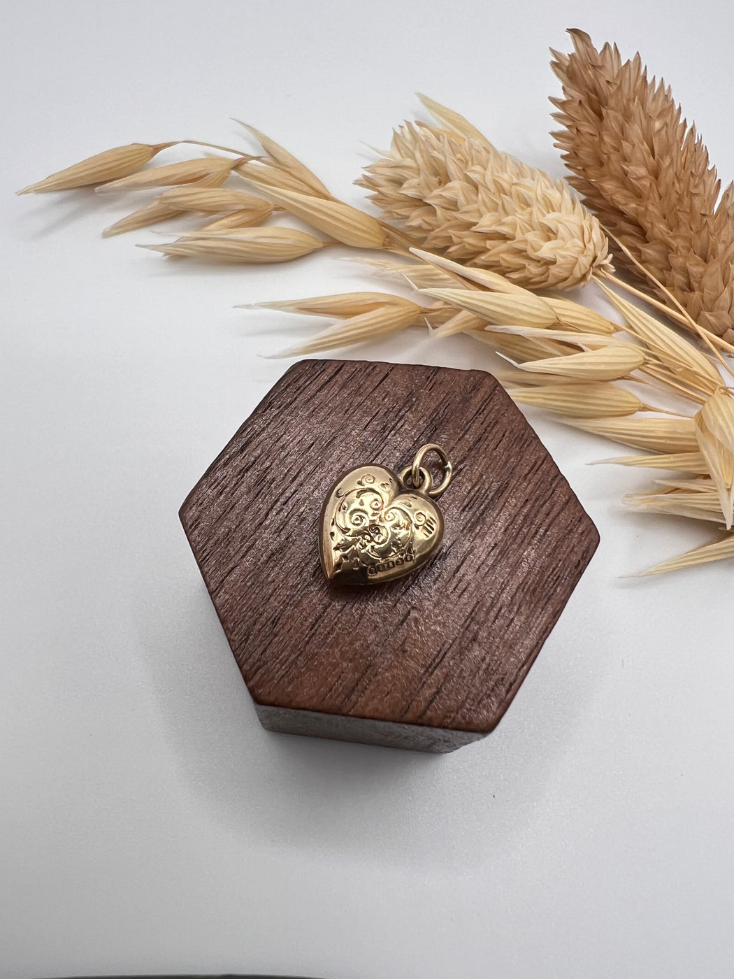 Vintage 9ct Puffy Heart Charm 1976