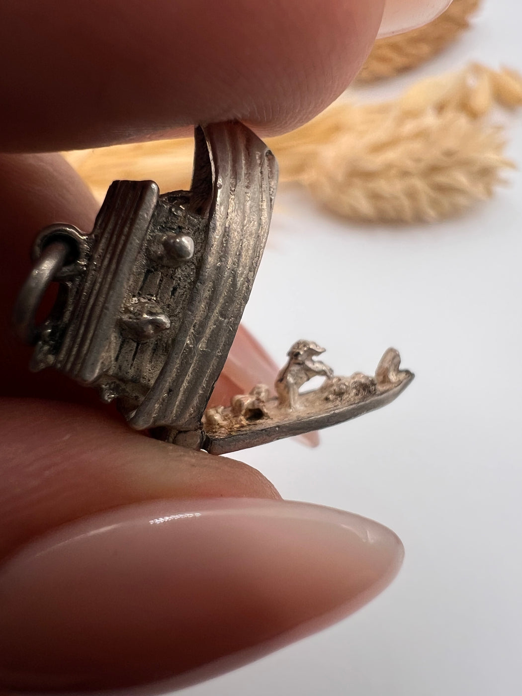 Vintage Silver Articulated Noahs Ark Charm