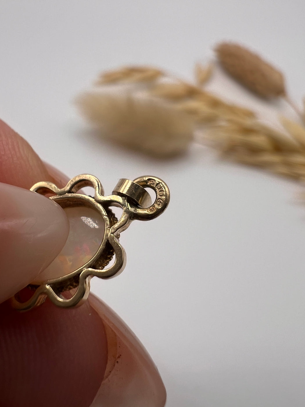 Vintage 9ct Gold 80's Opal Charm Pendant