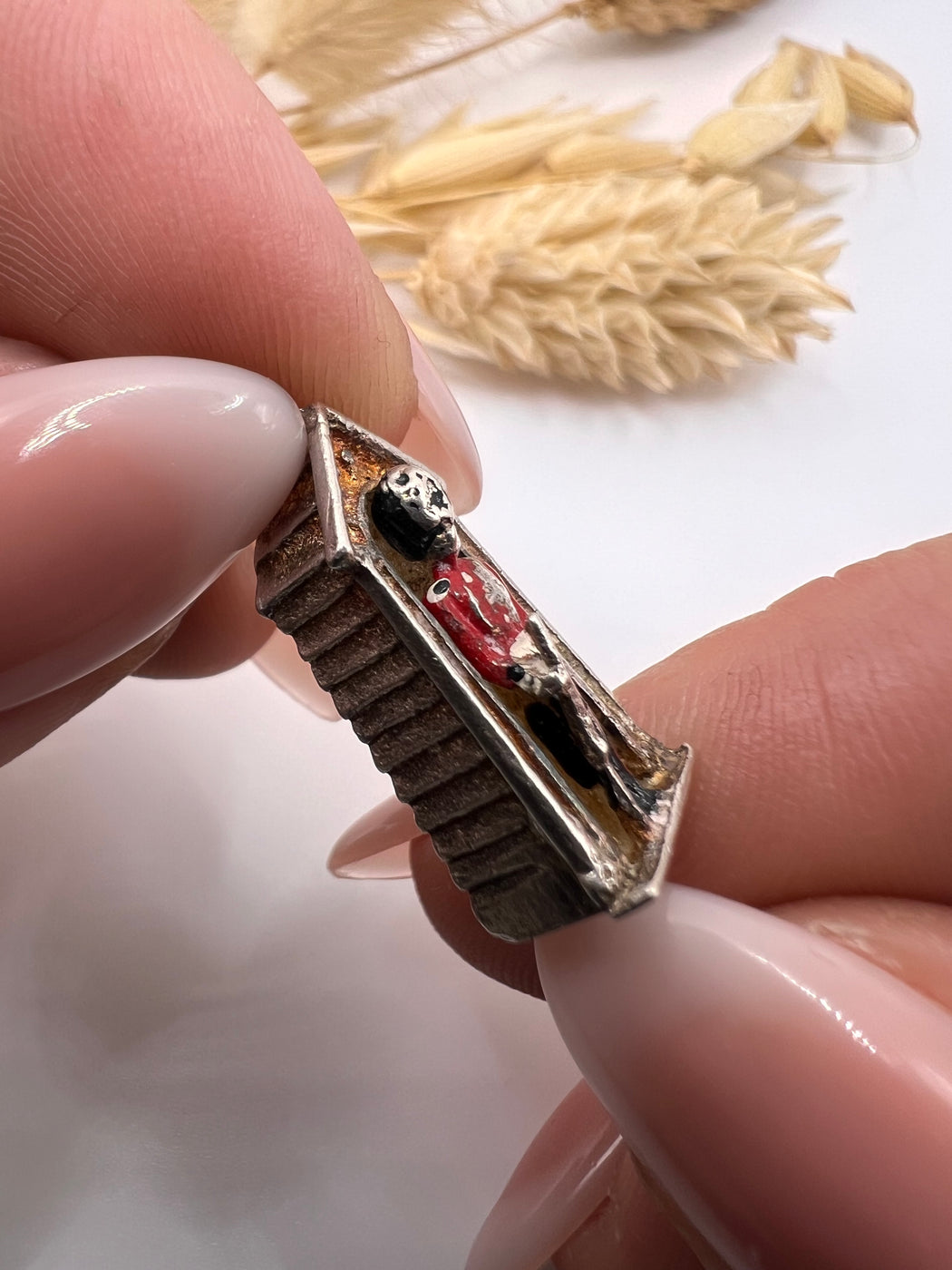 Vintage Silver Enamelled Kings Guard Charm